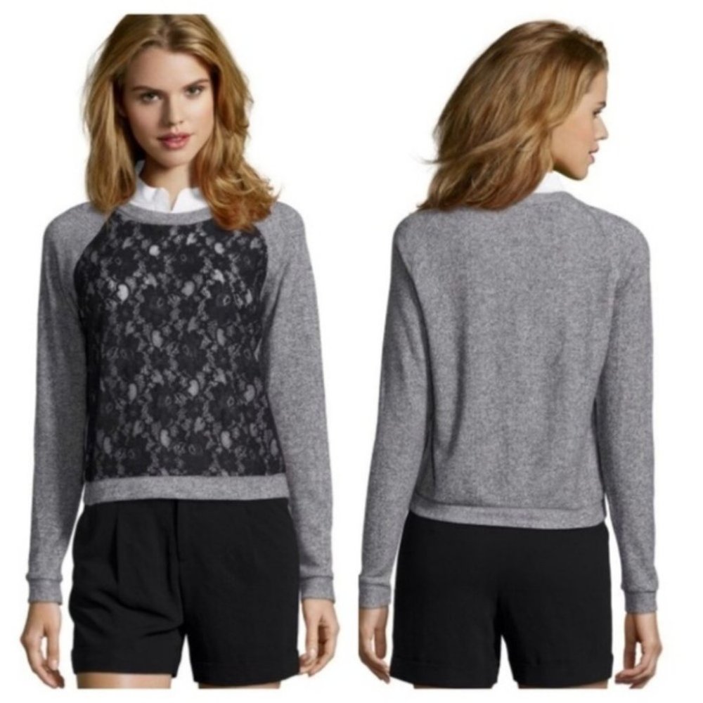 BCBG‎ Max Azria Colleen Lace Cotton Sweatshirt XS